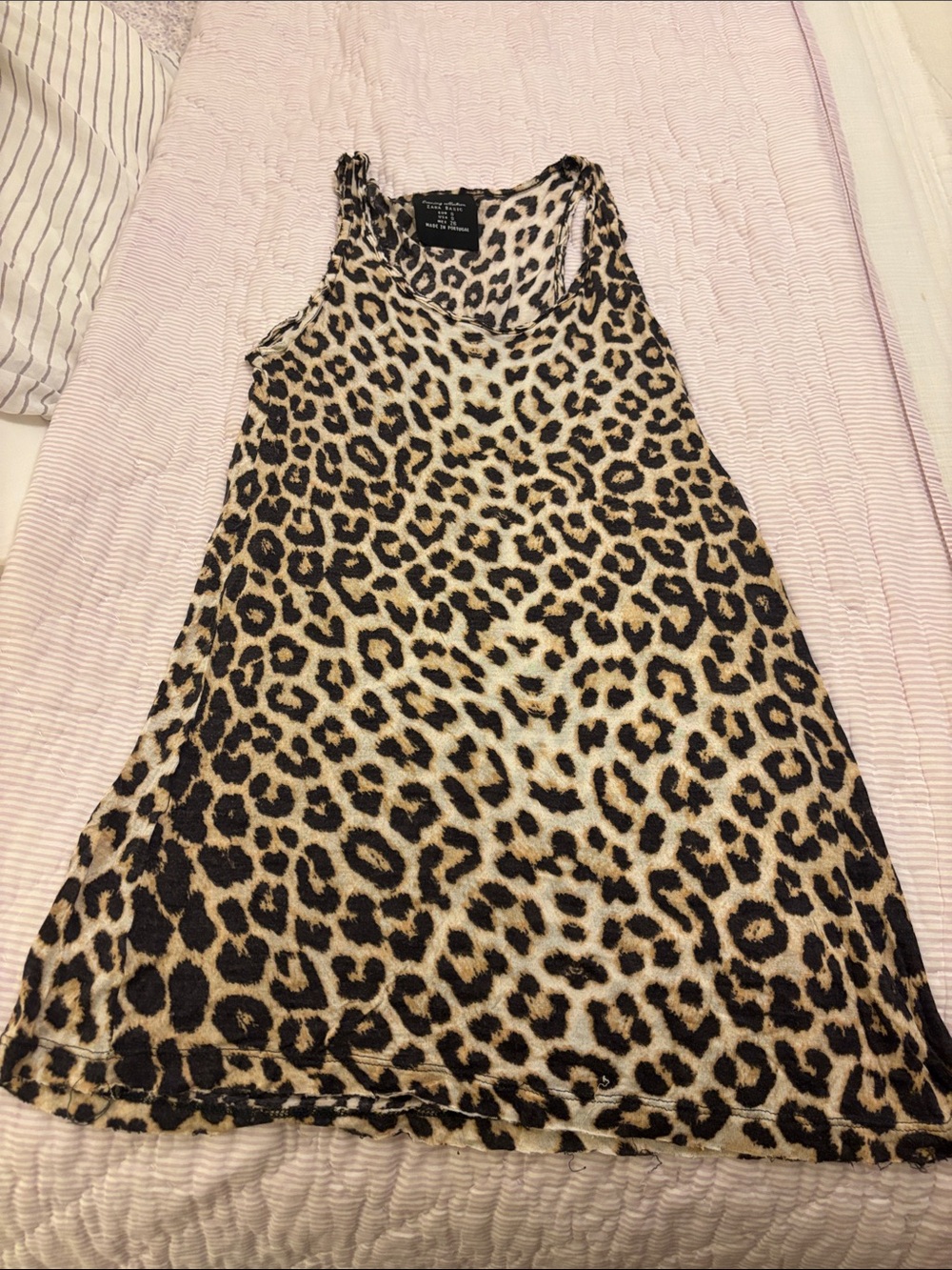 Zara Leopard Print Sleeveless Dress - Beige & Black